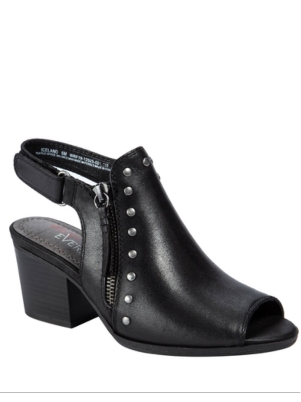 NEW Wearever Iceland Women’s Open Toe Black Leather Studded Booties